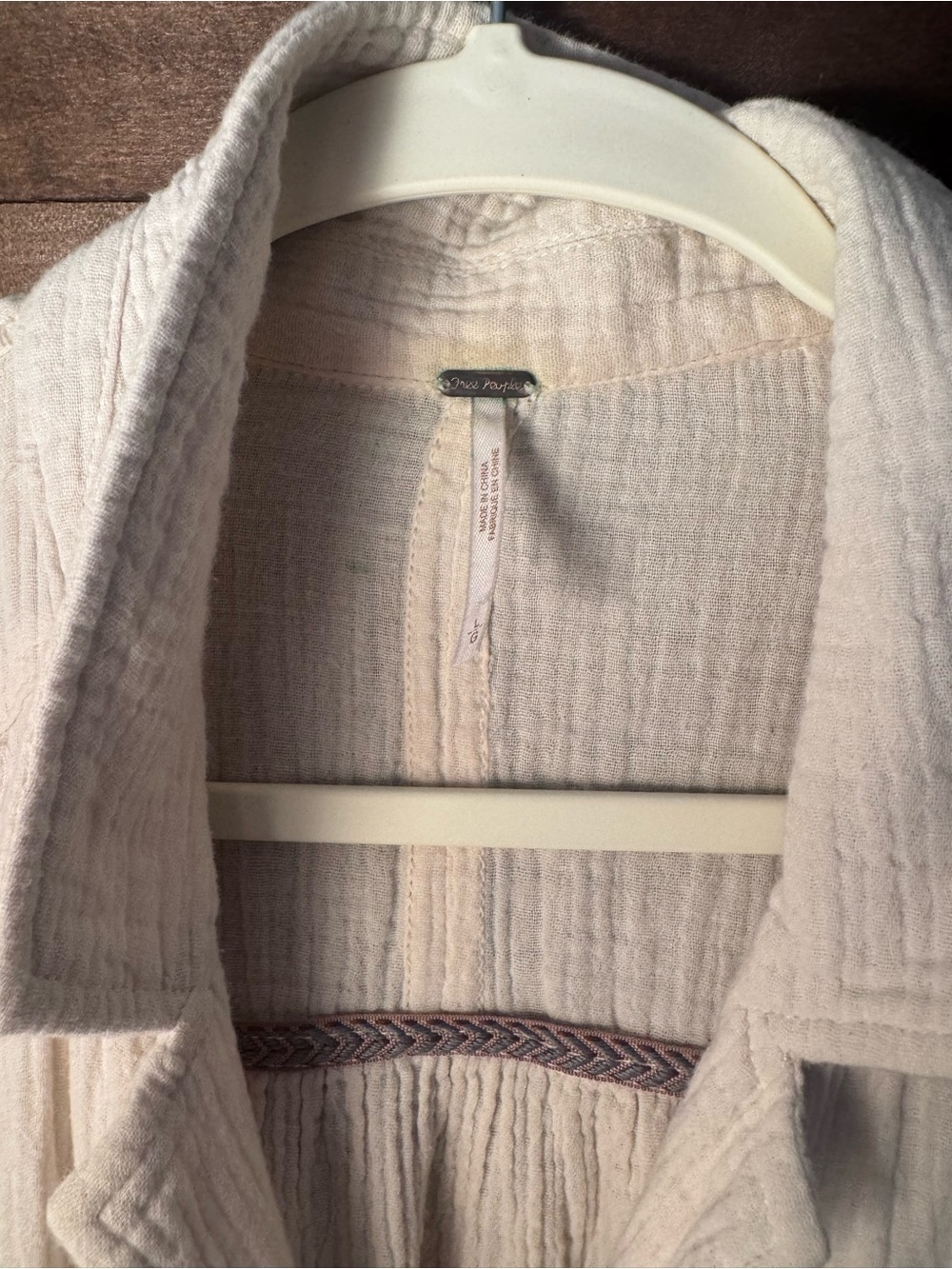 Free People Cream Button-Front Tunic Top - Picture 3 of 3